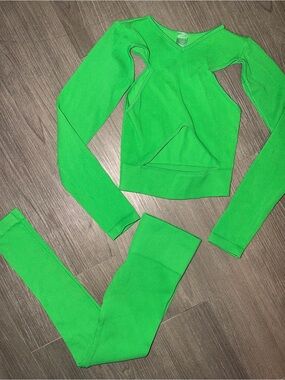 DYNAMIC OS Ribbed Cutout Long Sleeve Leggings Workout Set